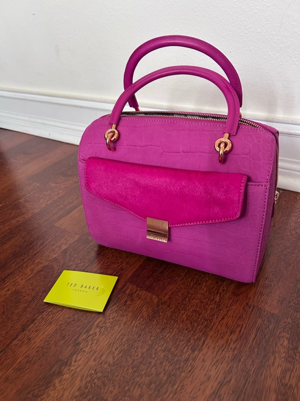 Ted Baker London 2 in 1 Calf Hair Leather Clutch Top Handle Handbag - Picture 3 of 17